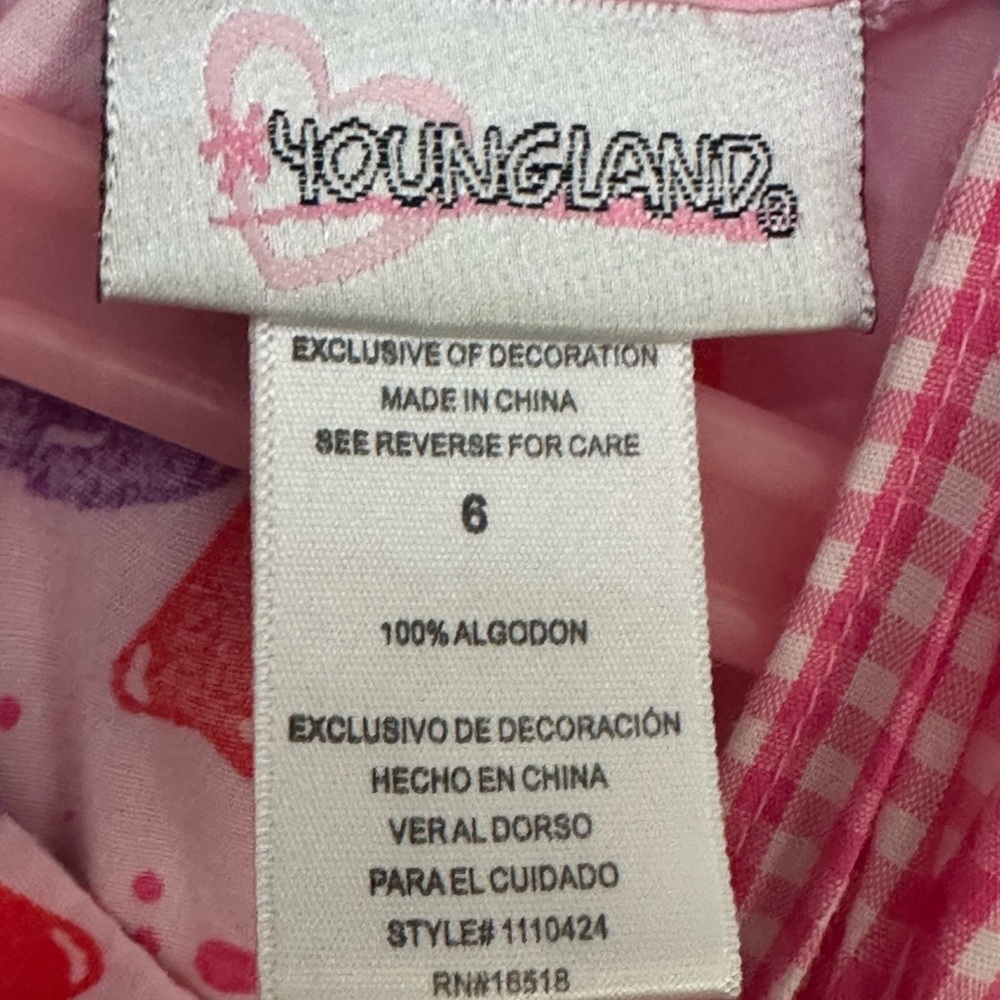 Joungland Girl's Pink Dress Butterfly Print Gingham Pink Sundress,  Size 6 Bow - Picture 5 of 5